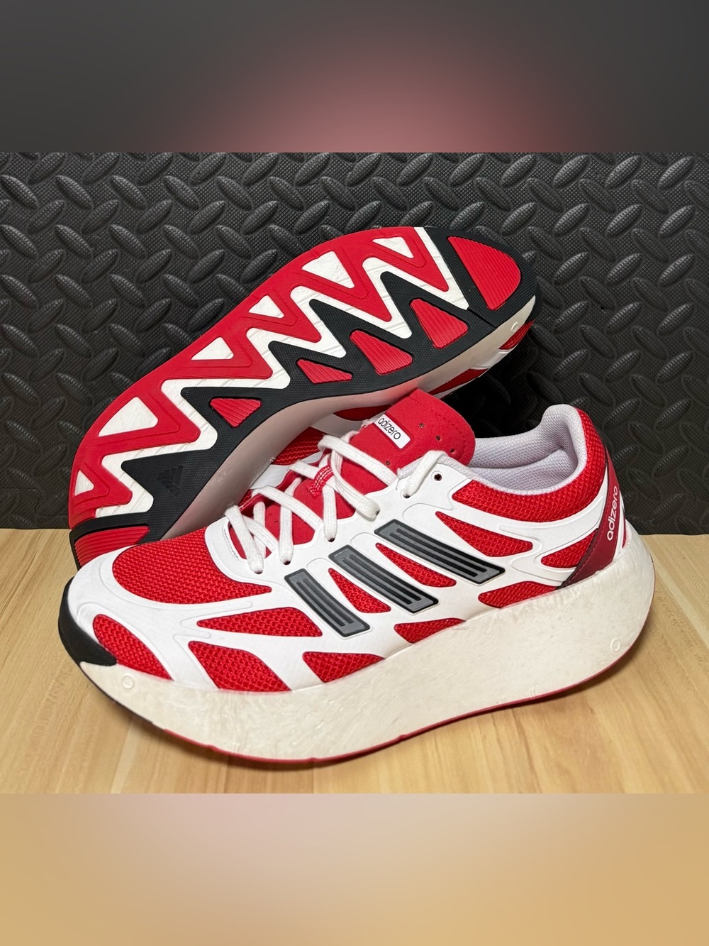 adidas Adizero‎ Aruku Lace Up Red White Sneakers Shoes JI0308 Mens Sizes